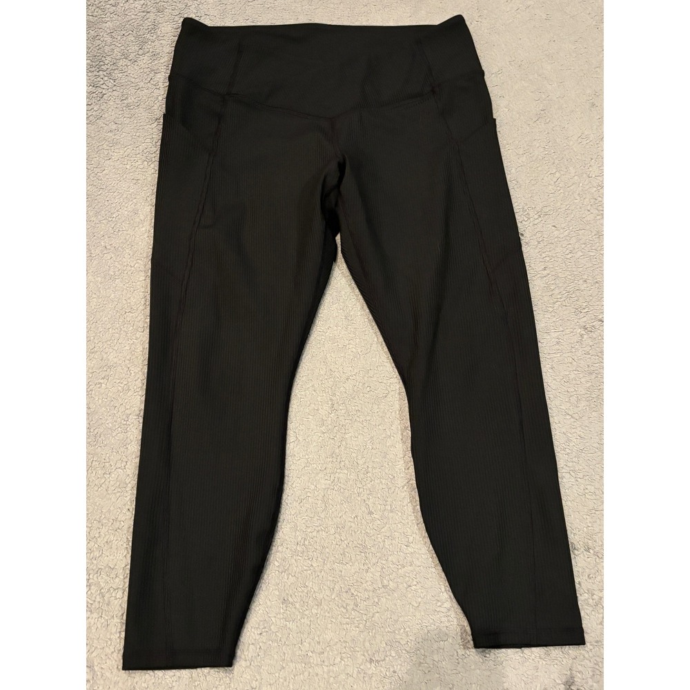 Fabletics Black Ribbed High Waisted Pocket Leggings XXL 1X LG2457980-0001-17070